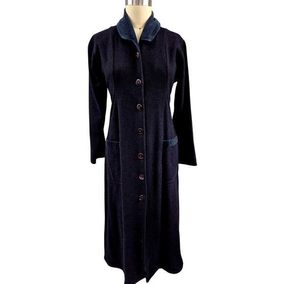 Flax by Jeanne Engelhart 100% Wool Coat Cotton Velour Trim Fully Lined Sz S - Picture 4 of 8